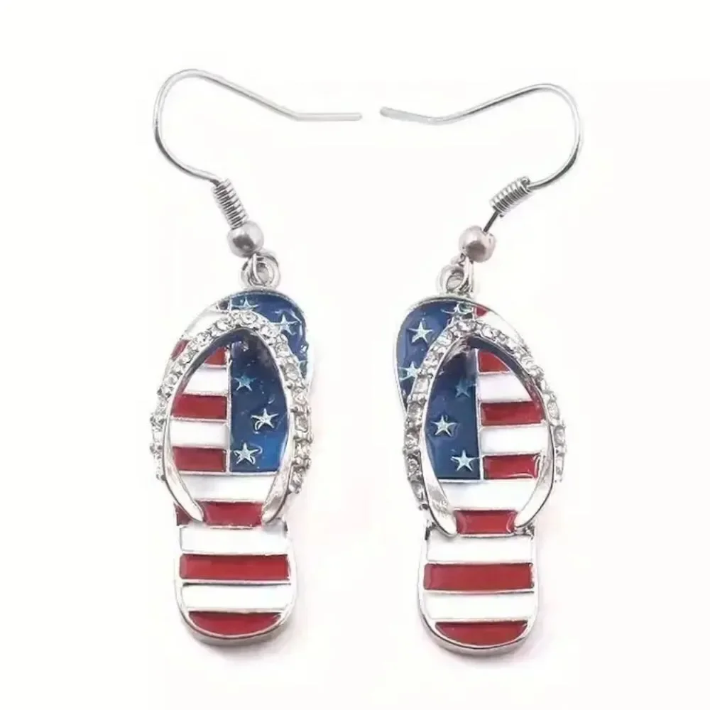Dazzling 4th of July Slipper Earrings - Sparkling & Long-Lasting Metal Earrings